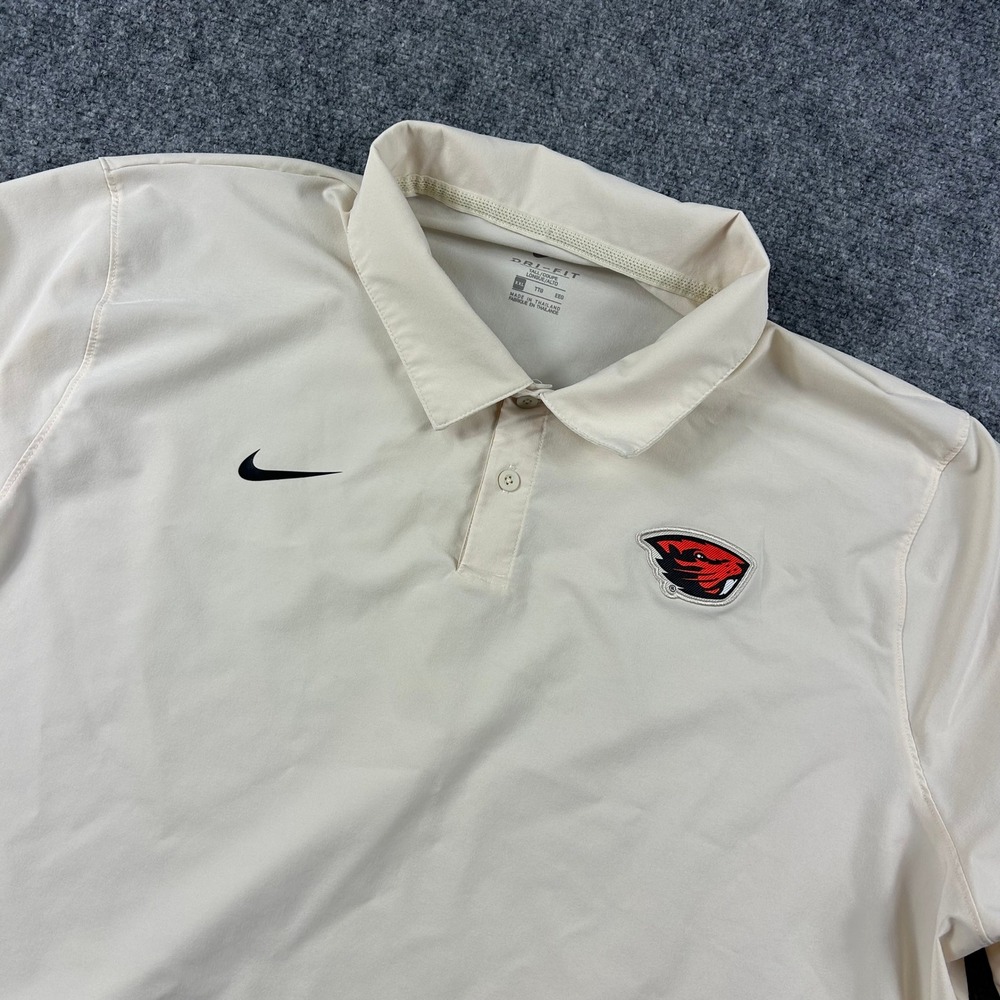 Nike Polo Shirt Mens XXL Tall‎ Cream Oregon State Beavers Dri-FIT On-Field Golf